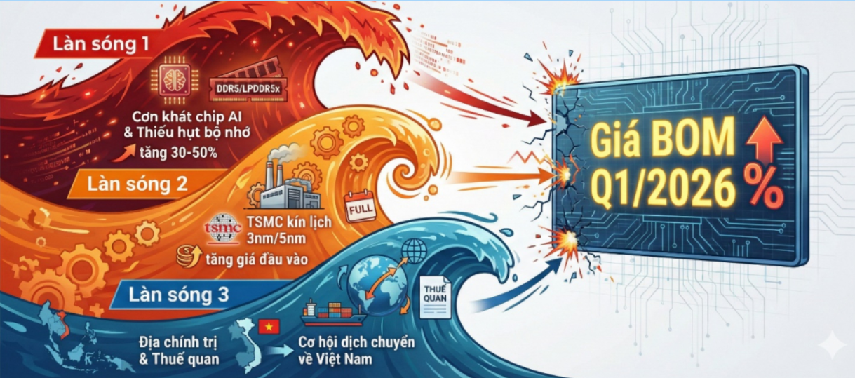 DỰ BÁO THỊ TRƯỜNG LINH KIỆN ĐIỆN TỬ QUÝ 1/2026: 3 ”CƠN SÓNG” SẼ ĐỊNH HÌNH GIÁ BOM CỦA BẠN